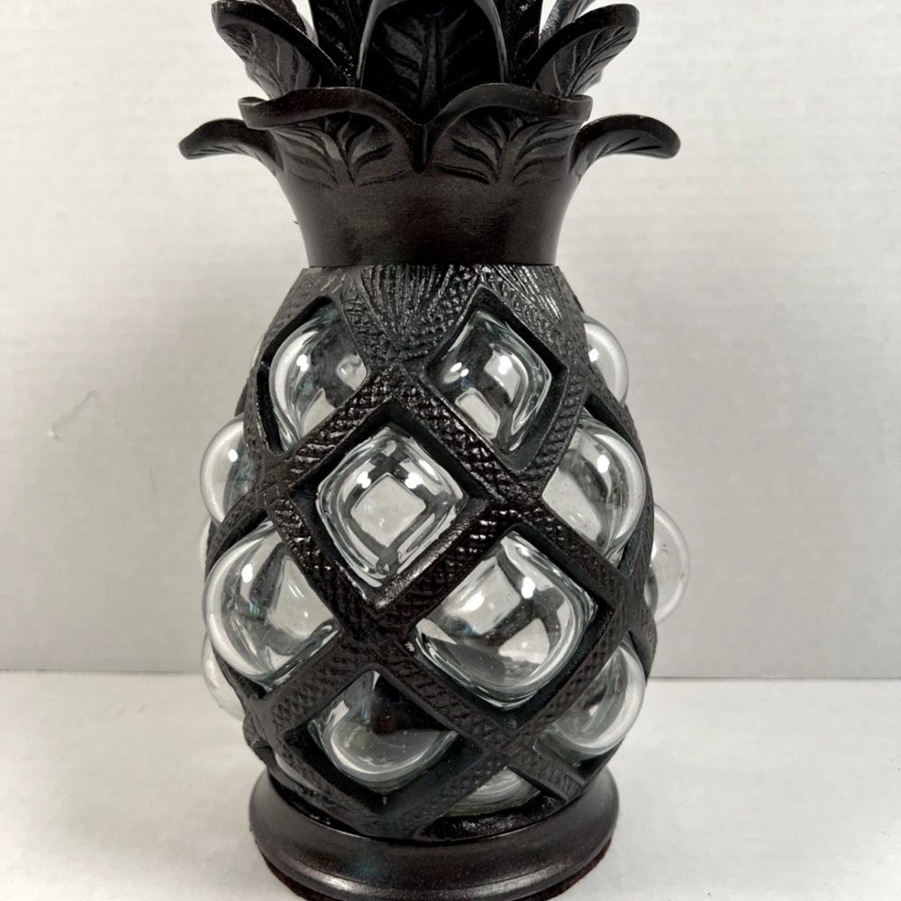 Black Pineapple Glass candle votive